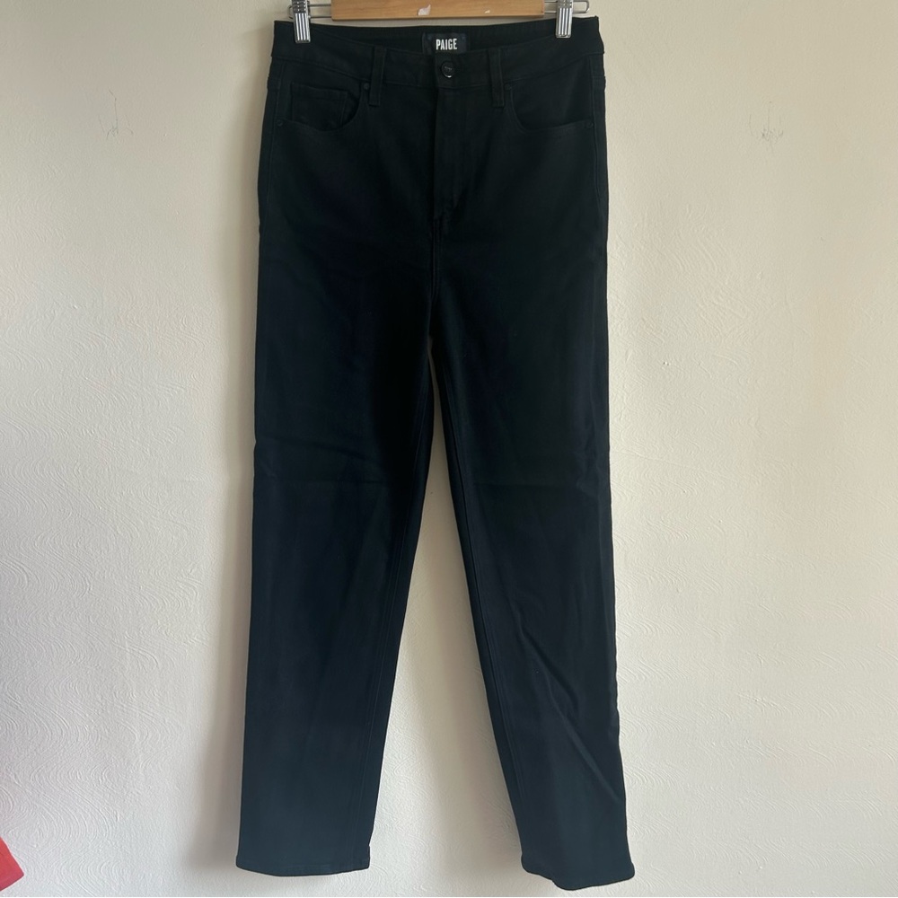PAIGE Stella High Rise Straight Leg Jeans in Black Overdye - Size 28 - Picture 5 of 8